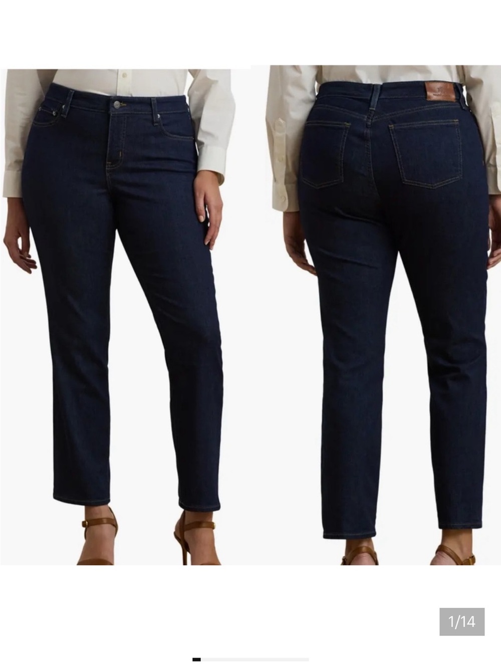 Lauren Ralph Lauren Dark Wash Jeans Denim Straight Leg Size 12 Petite 29” inseam
